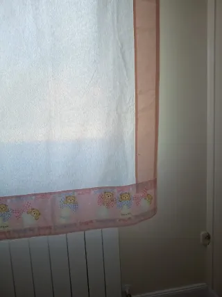 Estor infantil loneta rosa, azul y blanco