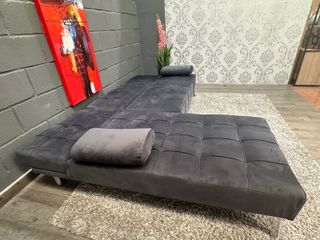 Sofá Cama Gris Tela Terciopelo