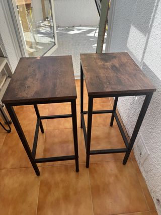 Juego de 2 taburetes de madera y metal
