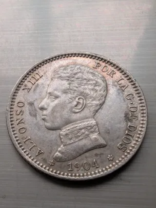 Alfonso XIII 1 peseta 1904 plata
