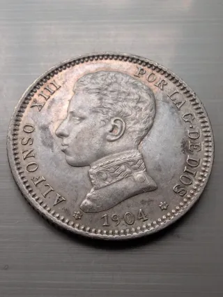 Alfonso XIII 1 peseta 1904 plata