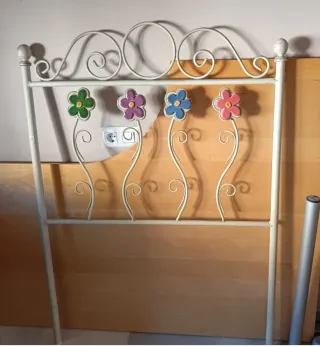 Cabecero cama 90cm flores de hierro forjado