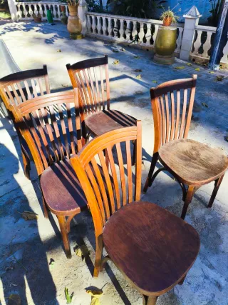 Conjunto 5 Sillas Antiguas de Madera