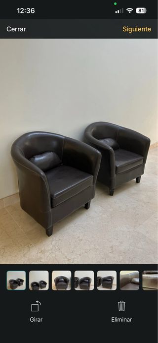 2 Sillones Piel Marrón Borwick