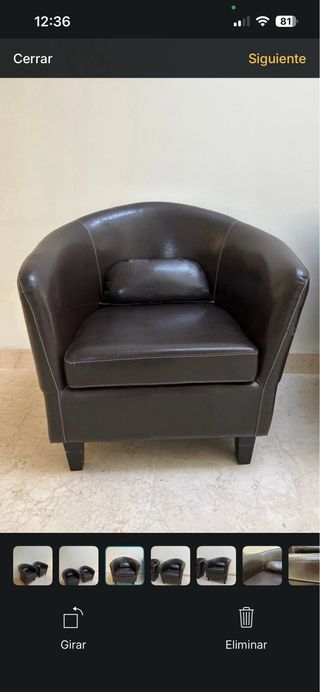 2 Sillones Piel Marrón Borwick