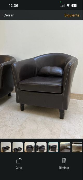 2 Sillones Piel Marrón Borwick