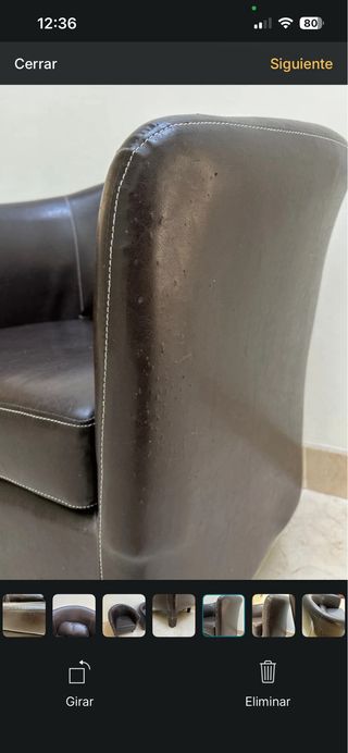 2 Sillones Piel Marrón Borwick