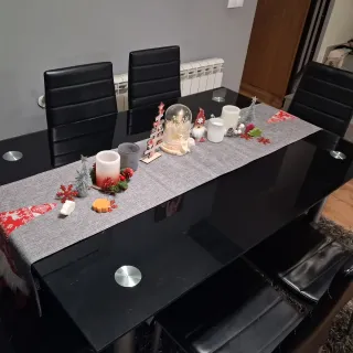 Mesa Comedor Negra 140x90cm + 6 Sillas