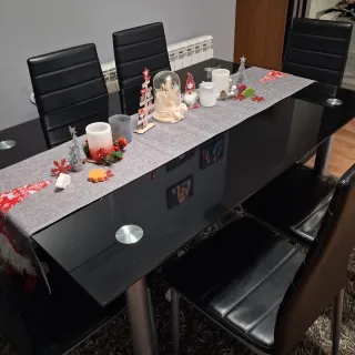 Mesa Comedor Negra 140x90cm + 6 Sillas