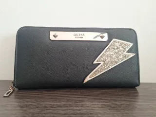 Monedero Guess Negro con Rayo Glitter