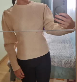 JERSEY ZARA PUNTO BEIGE TALLA S
