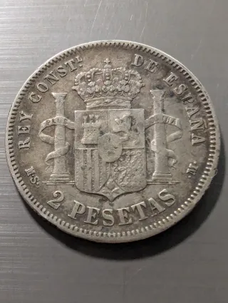 Alfonso XIII 2 Pesetas 1882 Plata