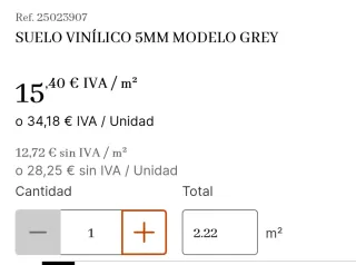 Suelo vinílico SPC Grey 5mm.