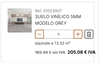 Suelo vinílico SPC Grey 5mm.