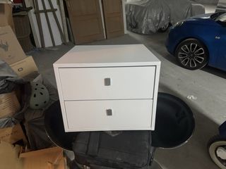 Mesita de noche 2 cajones blanca