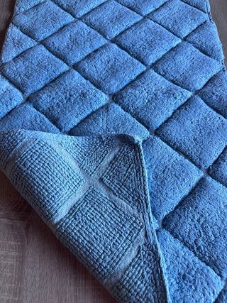 Tappeto Bagno 50x80 Azzurro Rombo Puro Cotone