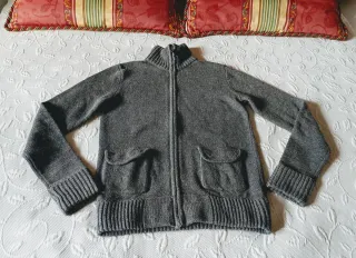 Chaqueta Lana Corte Inglés Talla S-M Gris