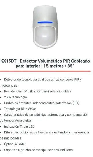 Detector Volumétrico PIR Cableado KX15DT