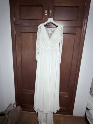 Vestido de Novia Girlady Blanco Encaje Manga Larga