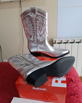Botas Cowboy Plateadas Media Caña Nuevas