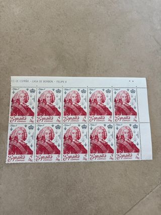 10 Sellos España Casa Borbón Felipe V 5 Pesetas