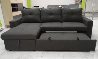 Sofá Cama, Amplio Arcón, Chaiselong. ¡EN OFERTA!
