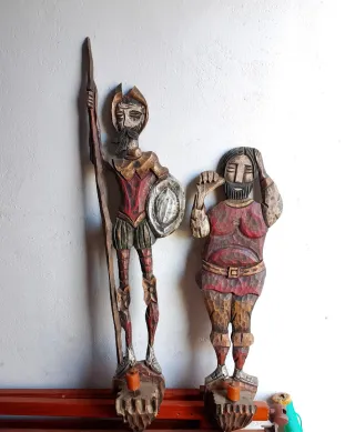 Talla Madera Don Quijote y Sancho Panza