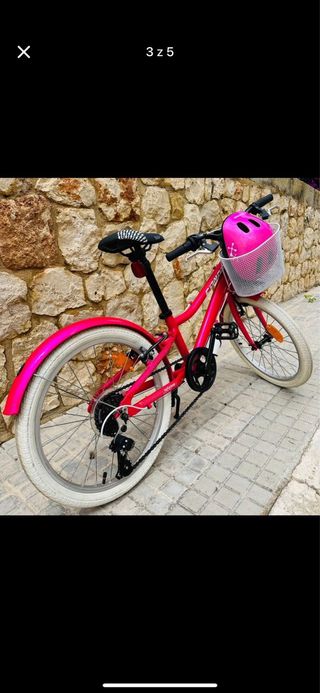 Bicicleta Niña Rosa + Casco y Bidón