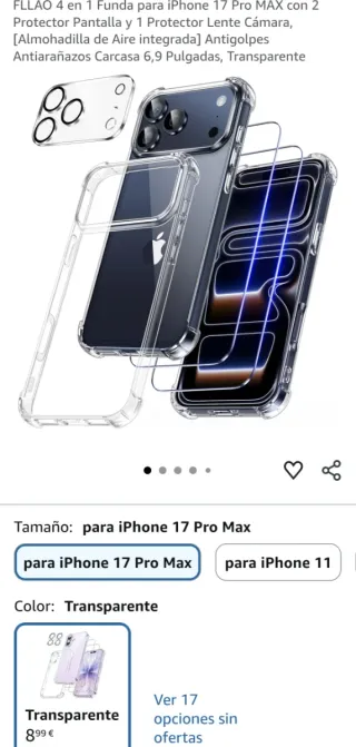 Custodia FLLAO 4 in 1 per iPhone 17 Pro MAX Trasparente