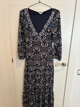 Vestido midi estampado azul