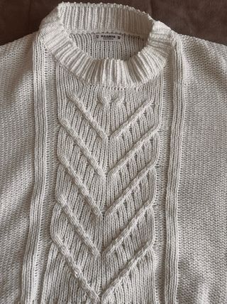 Jersey blanco de punto trenzado
