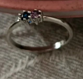 Anillo plata circonitas azul y morado