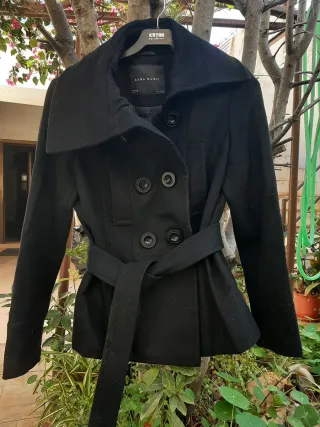 Abrigo Zara Basic Negro Mujer