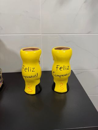 2 Figuras Cerámica Loro Tres Amigos