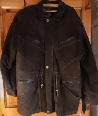 Chaquetón de piel marrón hombre