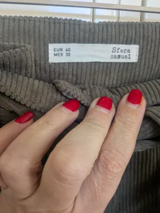 Pantalón pana mujer talla 40 verde oliva