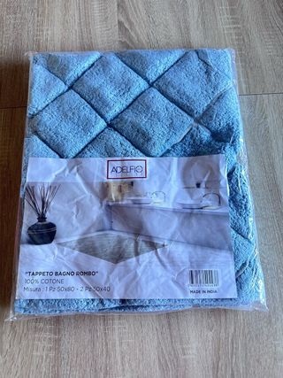 Tappeto Bagno 3 Pezzi Giro Water Azzurro Rombo