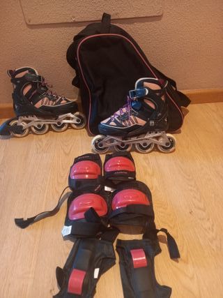 Patines en línea extensibles T. 35-38 + proteccion