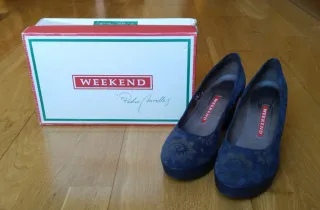 Zapatos de tacón Weekend piel azul floral