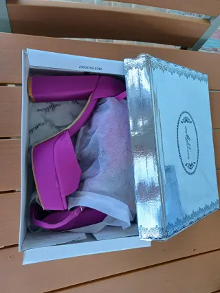 Sandalias Plataforma Tacón Ancho Morado