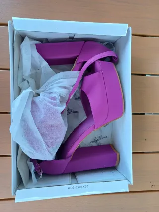 Sandalias Plataforma Tacón Ancho Morado