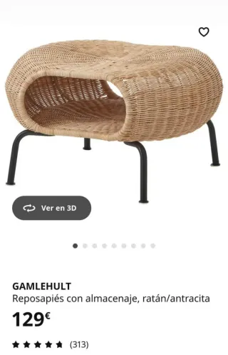 Poggiapiedi Ikea GAMLEHULT in rattan/antracite