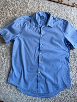 Camisa Zara Manga Corta Azul Talla L