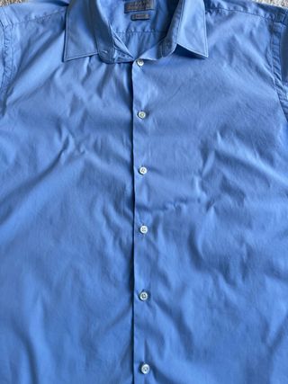 Camisa Zara Manga Corta Azul Talla L