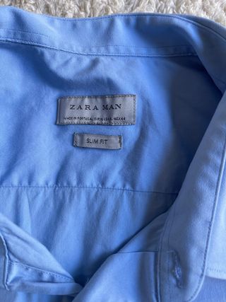 Camisa Zara Manga Corta Azul Talla L