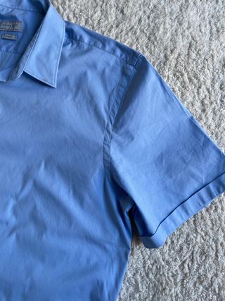 Camisa Zara Manga Corta Azul Talla L