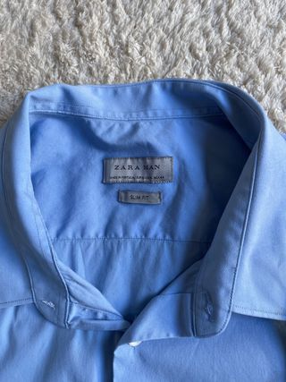 Camisa Zara Manga Corta Azul Talla L