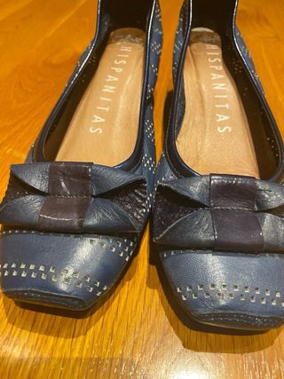Zapatos Hispanitas piel azul mujer