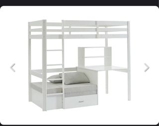 Cama alta con escritorio y sofá cama