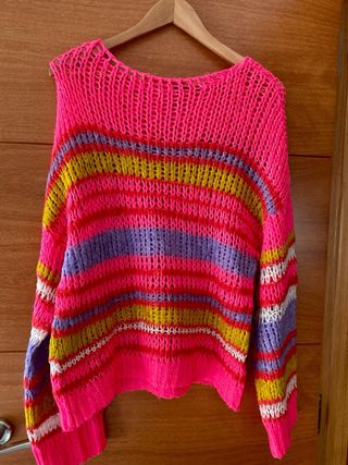 Jersey de punto flúor multicolor